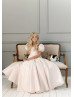 Blush Pink Satin V Back Flower Girl Dress